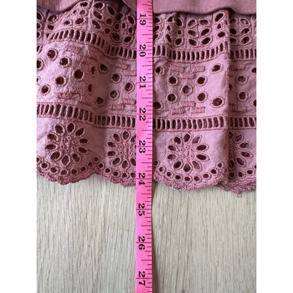 J CREW Eyelet Ruffle Eyelet Hem Sweatshirt Size Large 2633